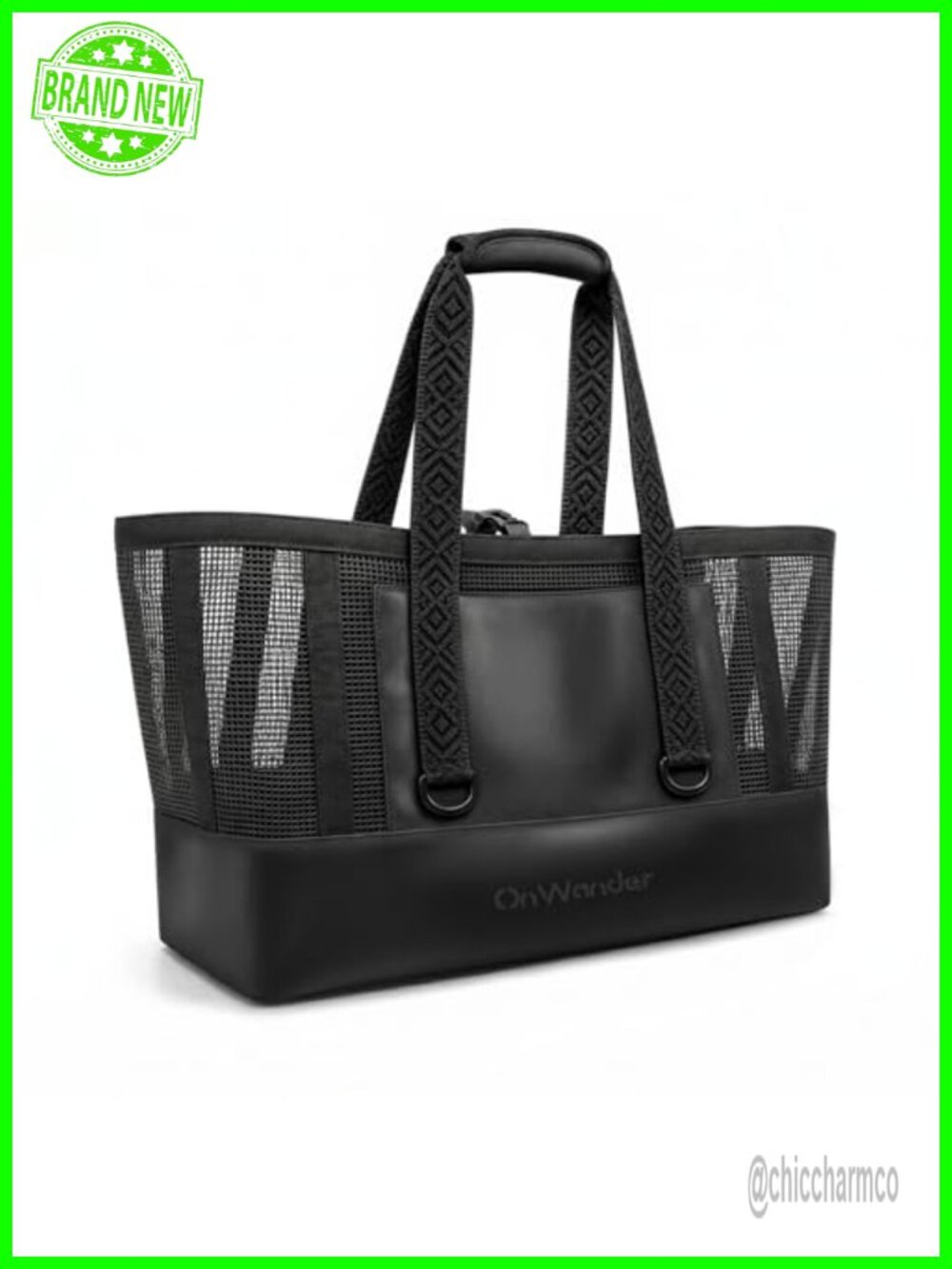 Large Mesh Beach Bag Waterproof Bottom Structured Tote Sandproof Pool Cruise Gym